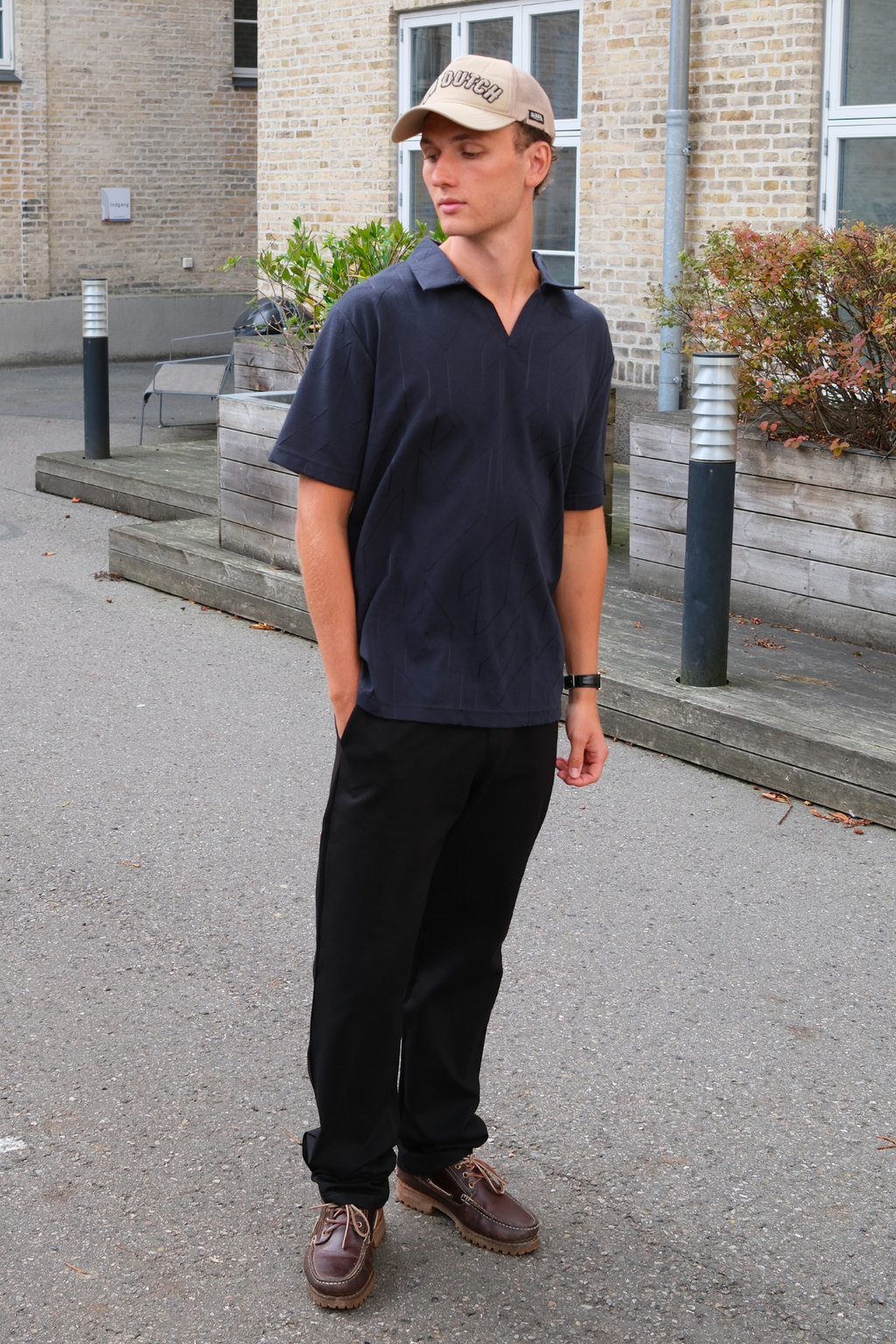 Atlas textured polo - marine