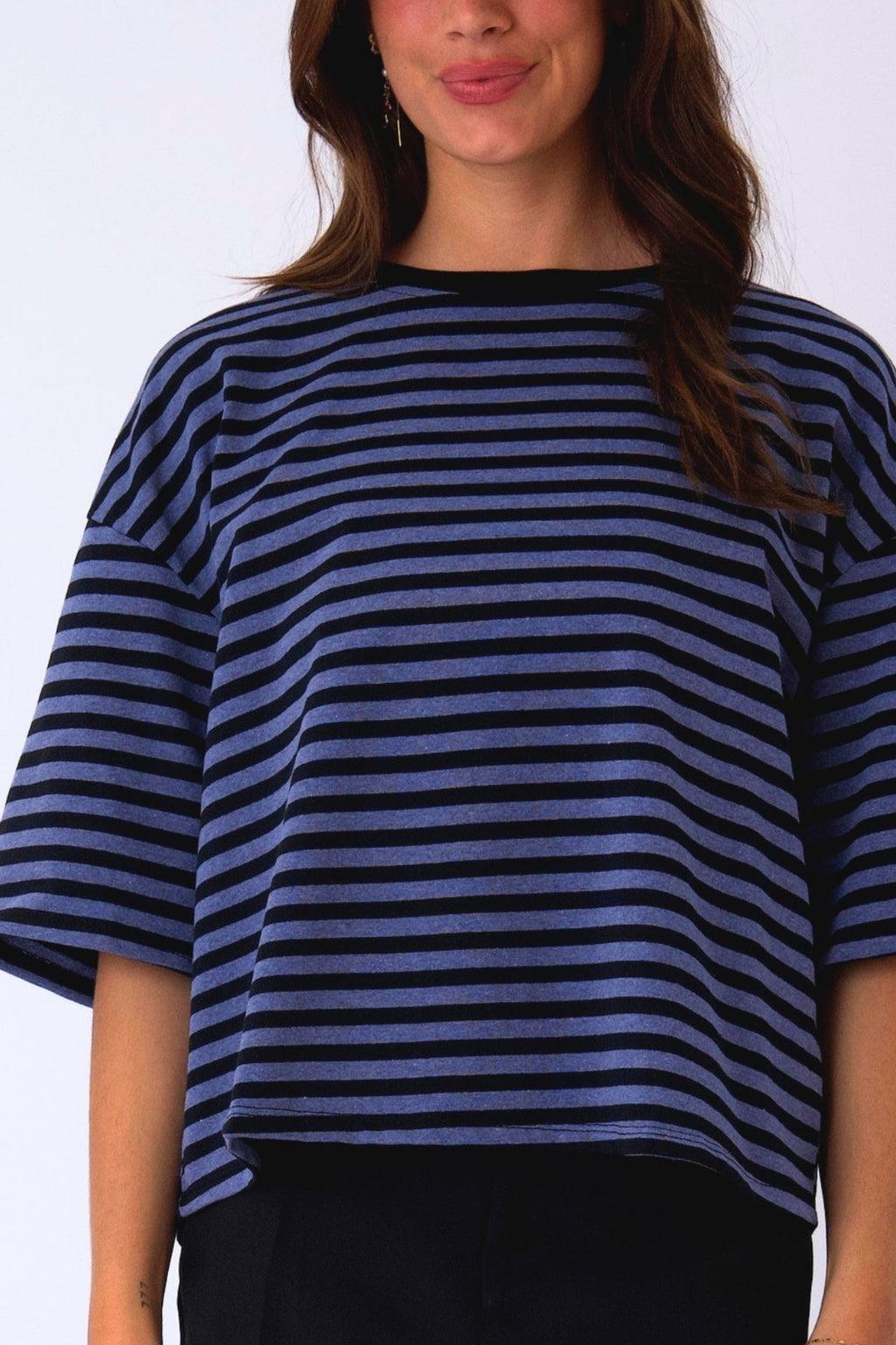 Zoe blouse - zwart/denimblauw