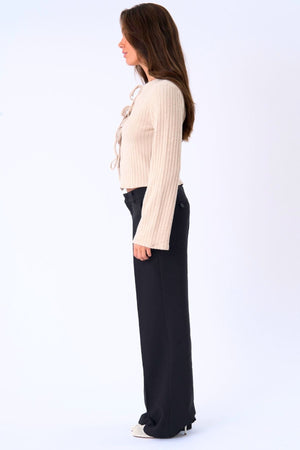 Ivy Tie Blouse Gebreid - Beige