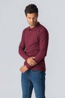 Muscle Polo shirt met lange mouwen - Bourgondië