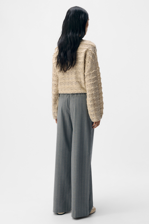 Lisa Wide Pant AOP - Medium Gray Melange