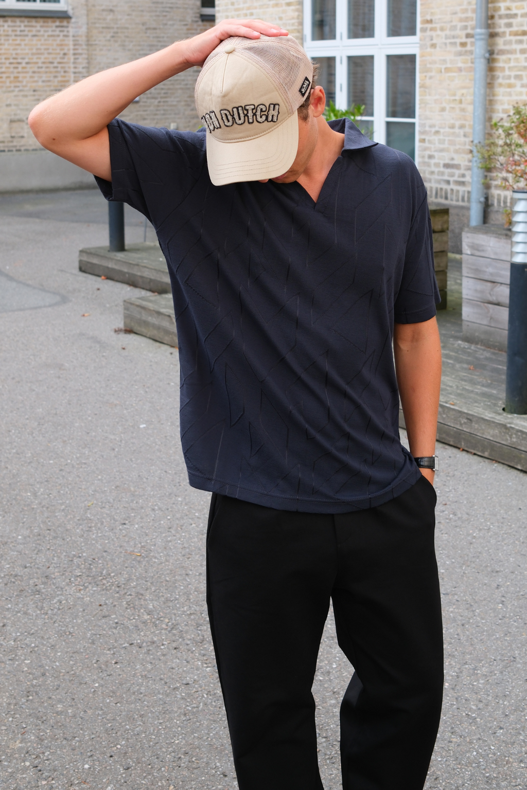 Atlas textured polo - marine