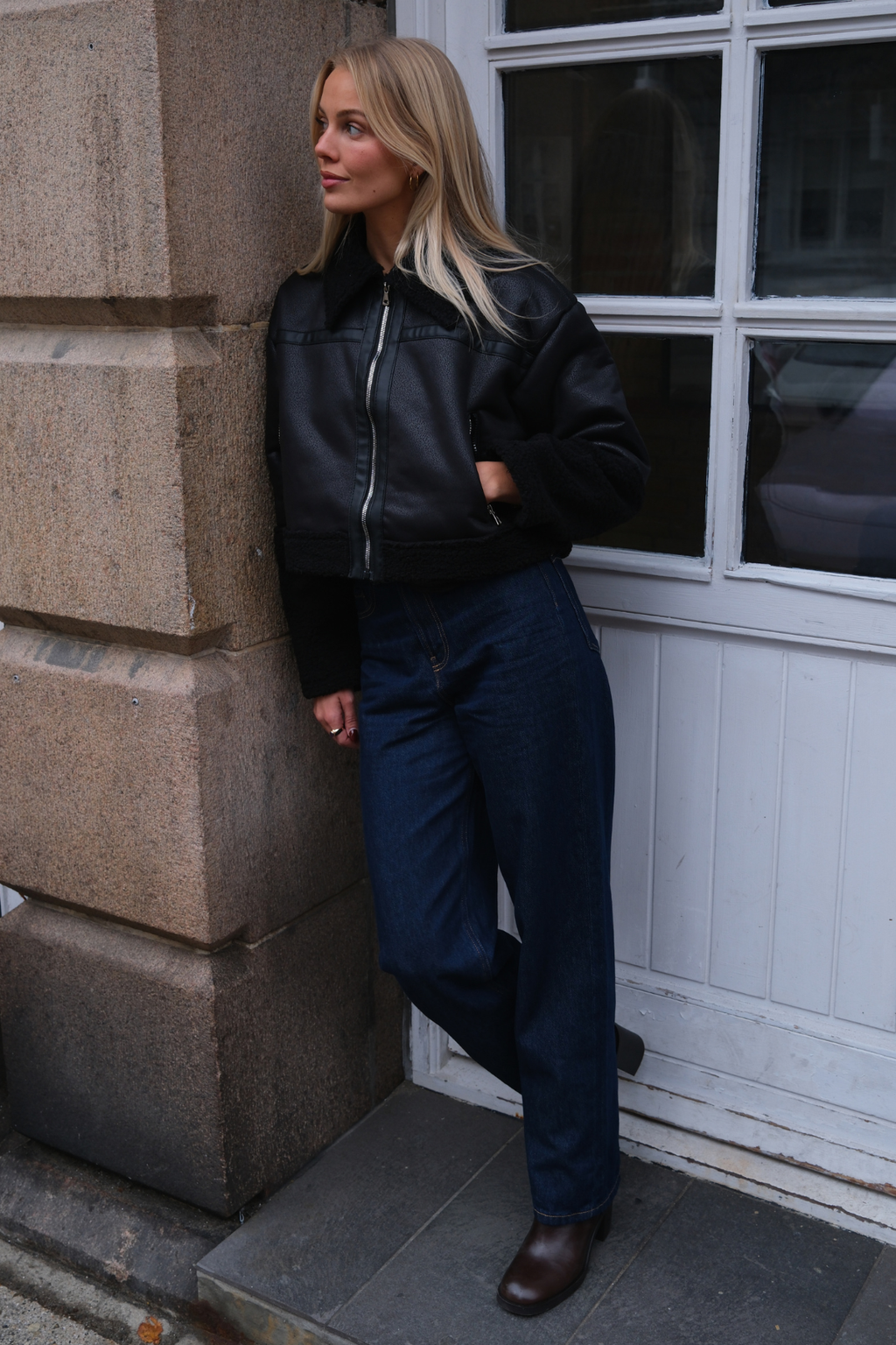 Daisy Shearling Jacket - Zwart/zwart