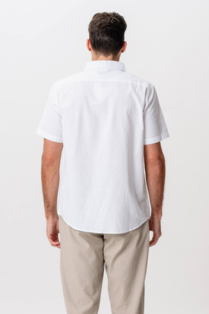 Short Sleeve Linen Shirt - White