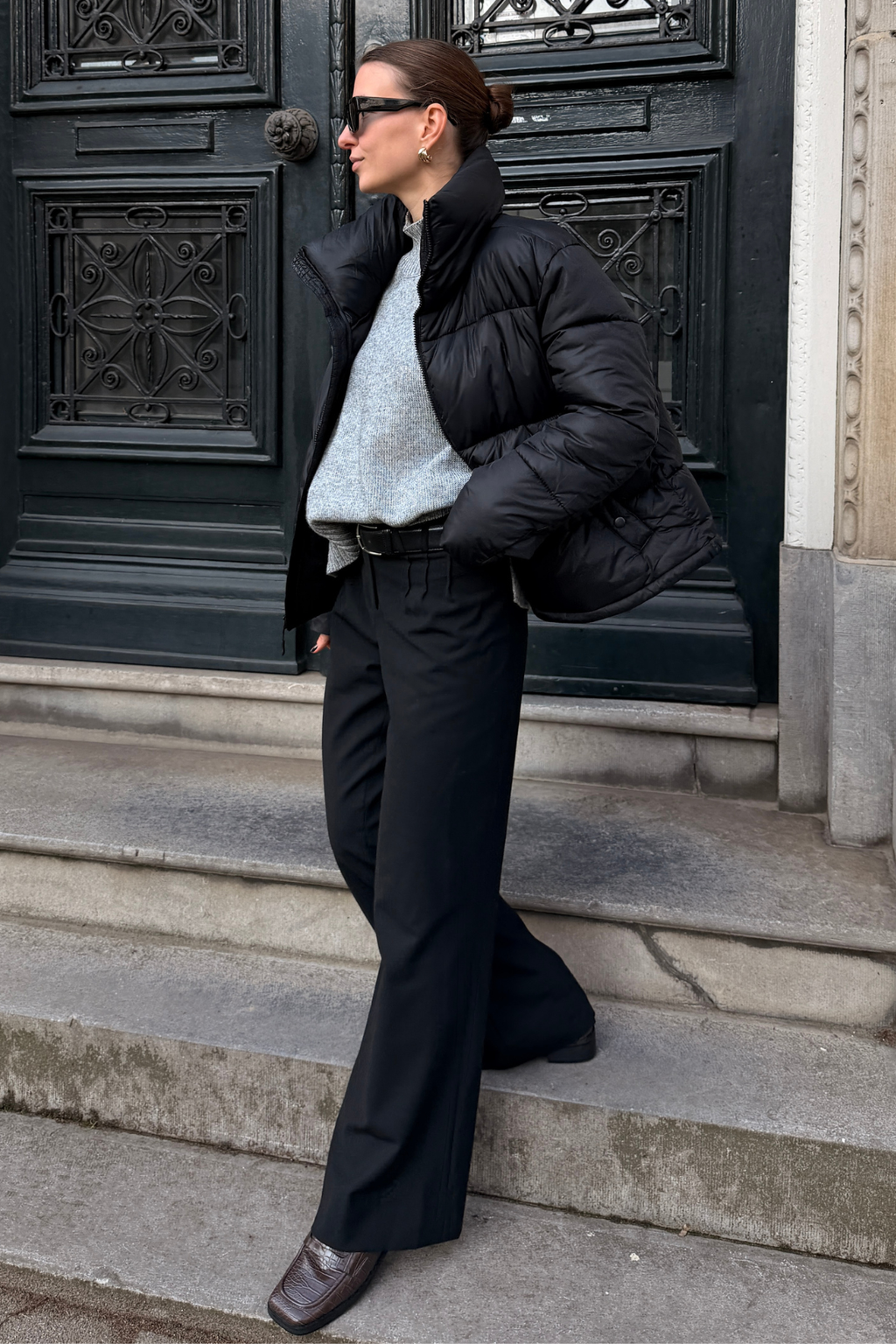 Short Puffer Jacket - Black