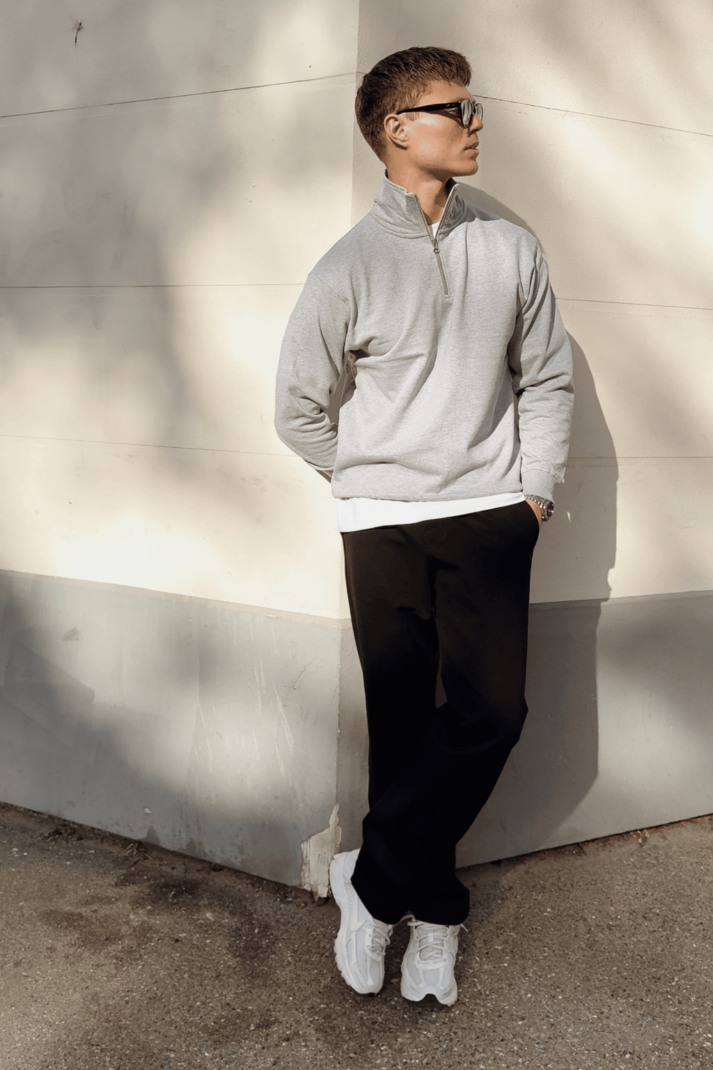 Sweatshirt half zip - grijs