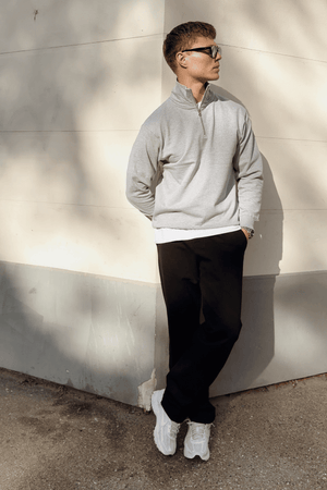 Sweatshirt half zip - grijs