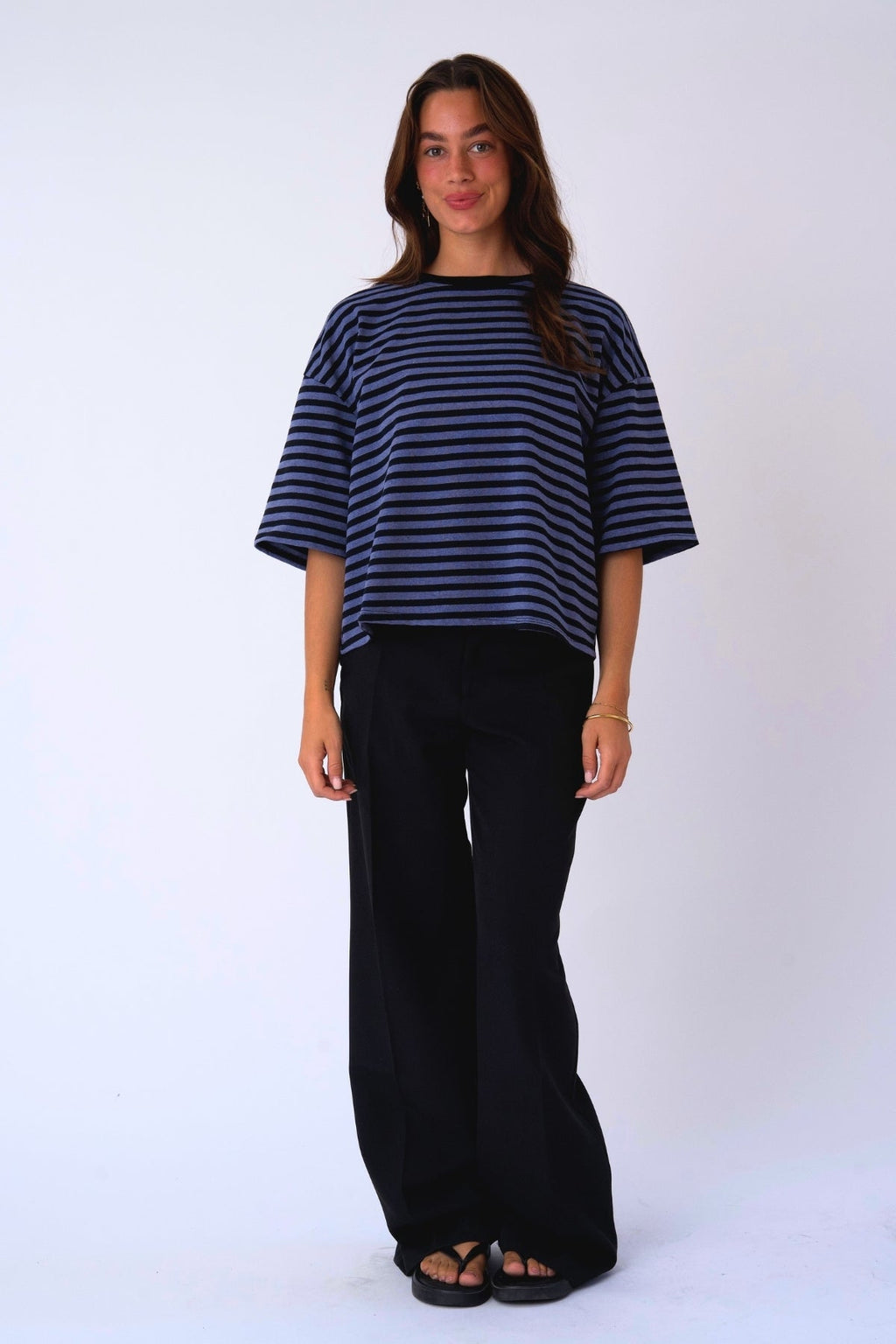 Zoe blouse - zwart/denimblauw