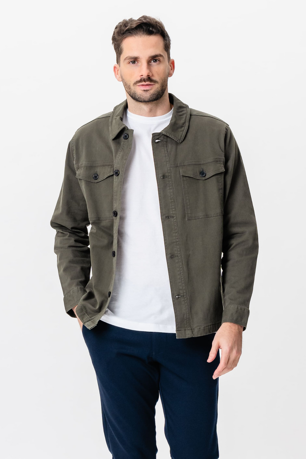 Twill Overshirt - Dark Olive