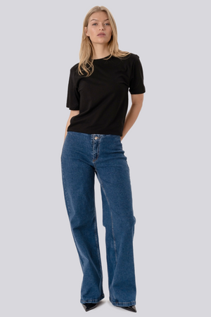 Miley Wijde Jeans - Middenblauw