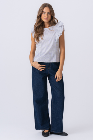 Aila Top - Sneeuwwit / zwart