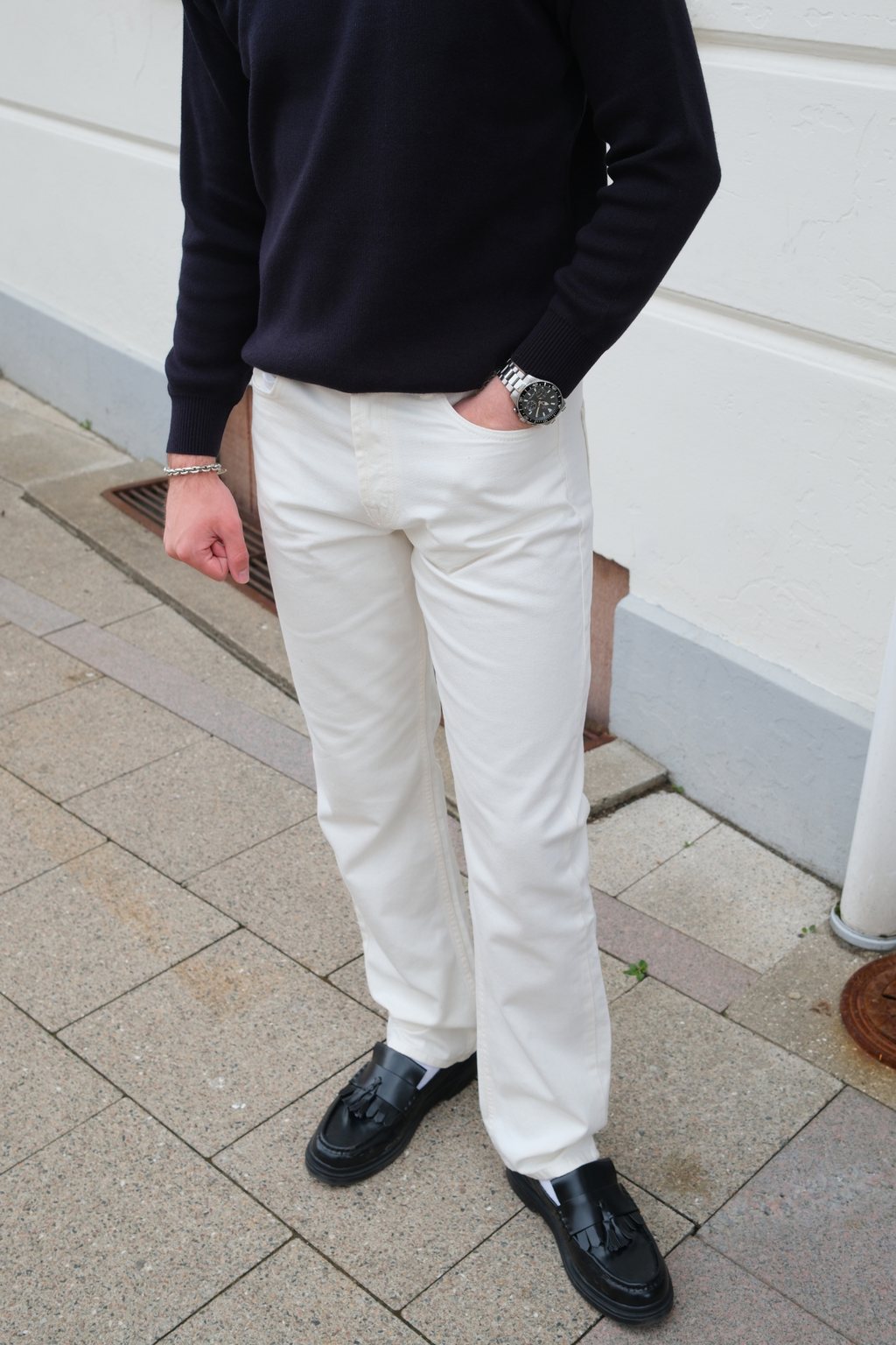 Ontspannen fit jeans - witte denim