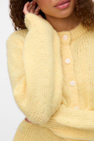 Wilo O -Neck Cardigan - Pale Banaan