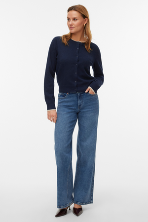 Prachtig vest met O-hals - marineblauwe blazer w. Berk