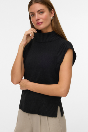 Wow highneck vest - zwart