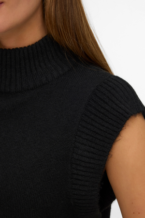 Wow highneck vest - zwart
