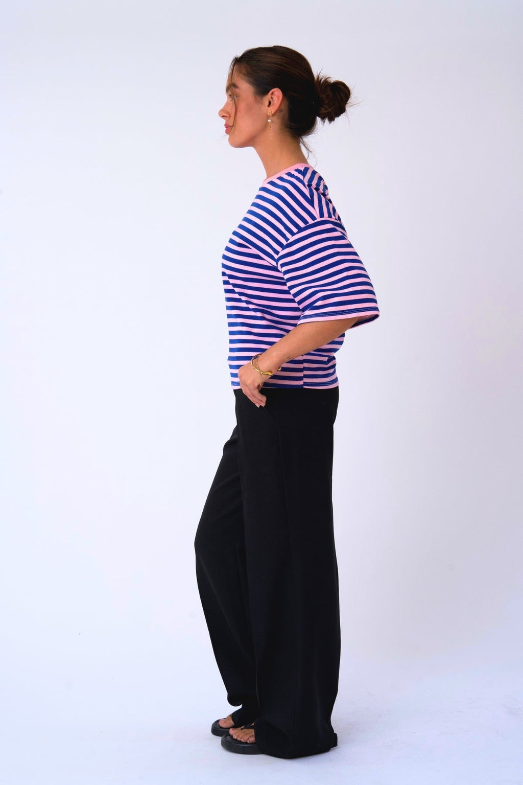 Zoe T-shirt - Blauw/Lichtroze