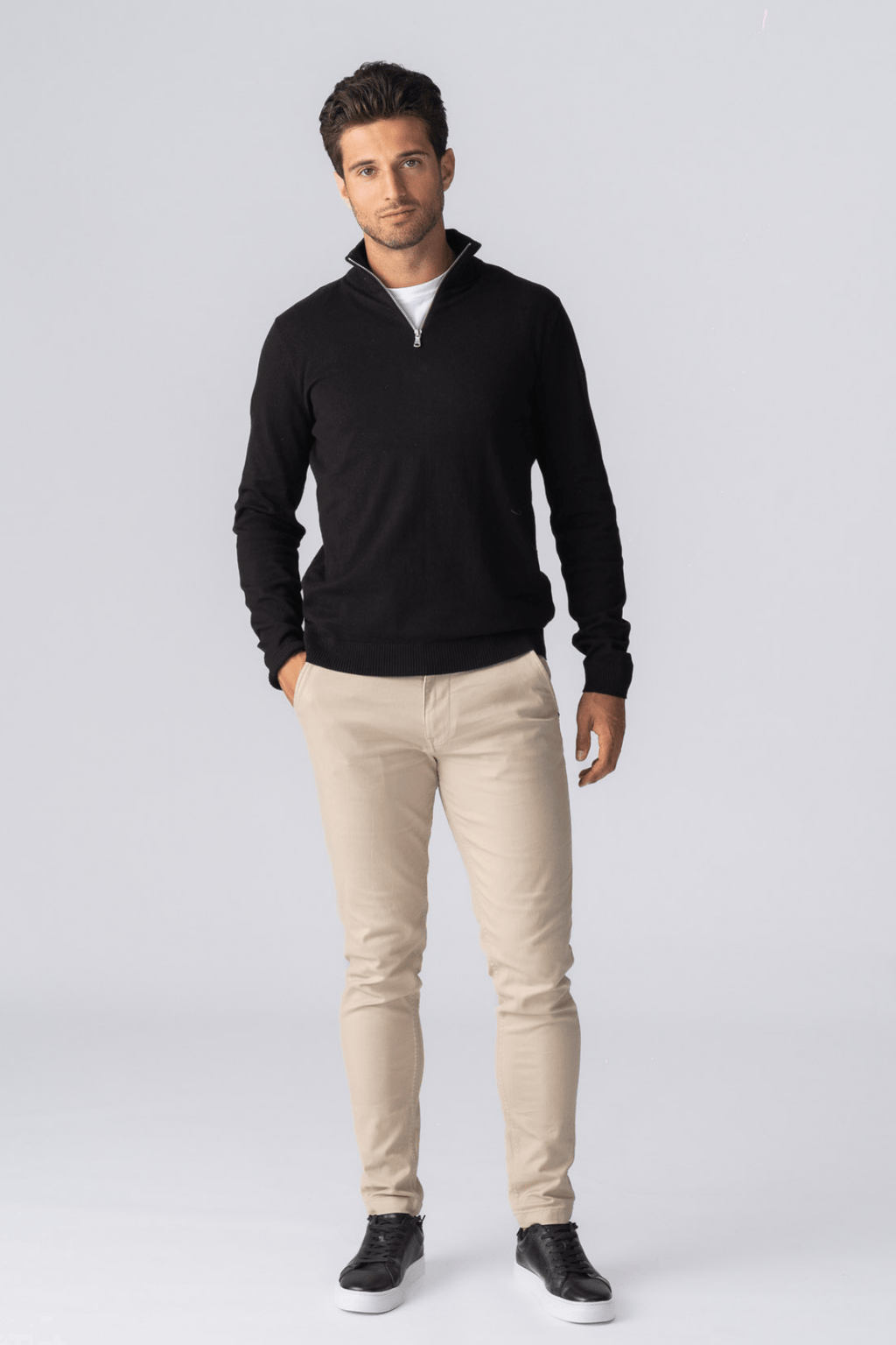 Pullover Half Rits - Zwart