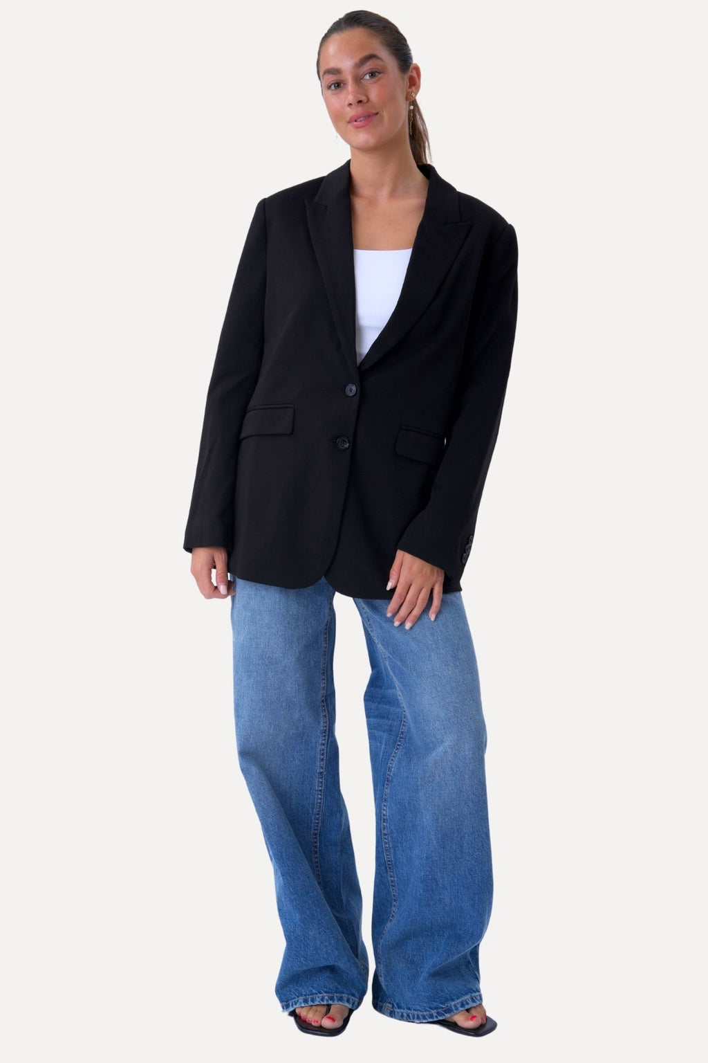 Blazer met klassieke pasvorm - Zwart