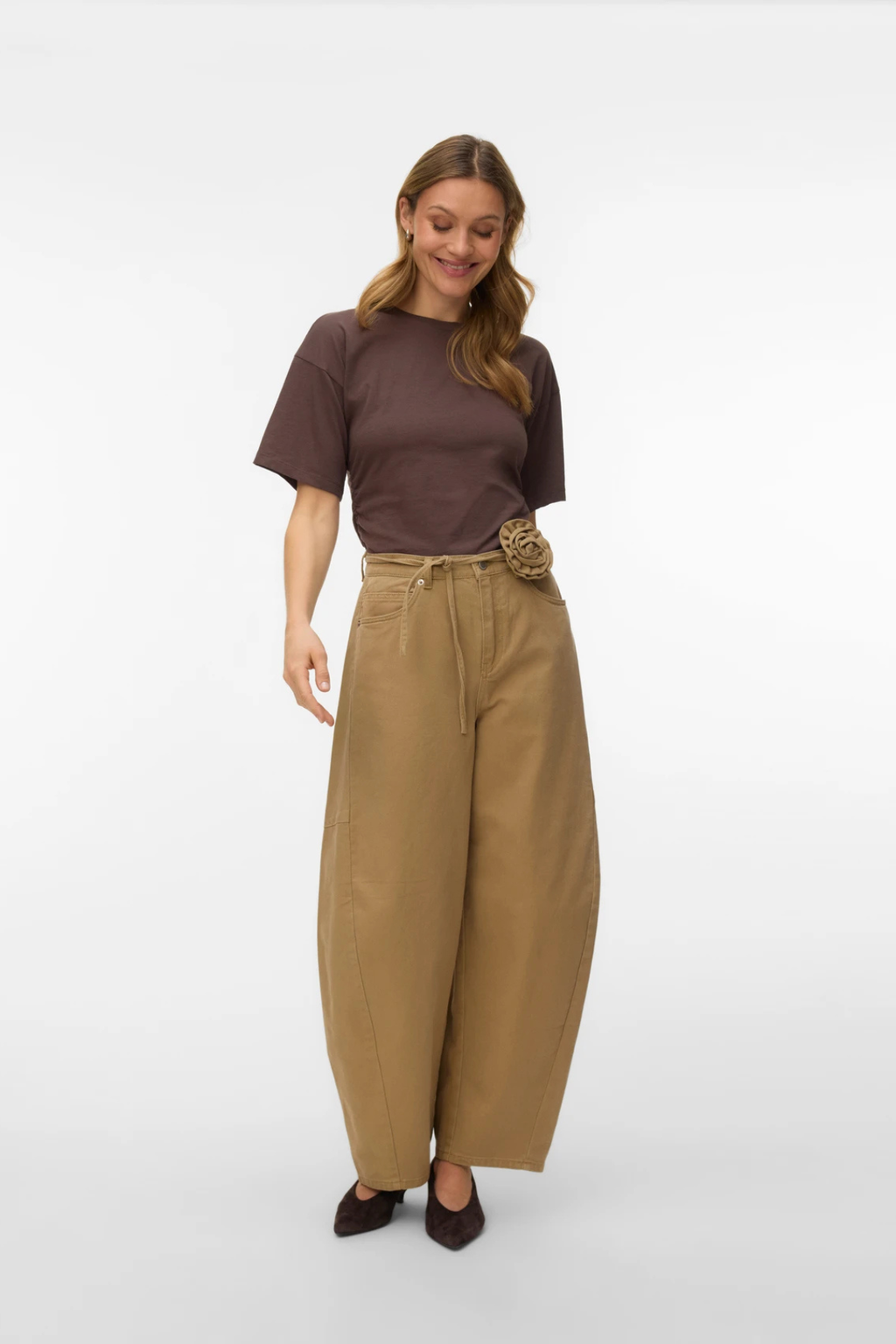 Kaitlin brede gekleurde tonjeans - Kelp