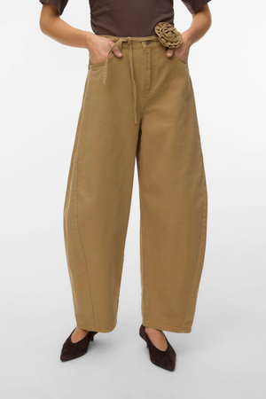 Kaitlin brede gekleurde tonjeans - Kelp