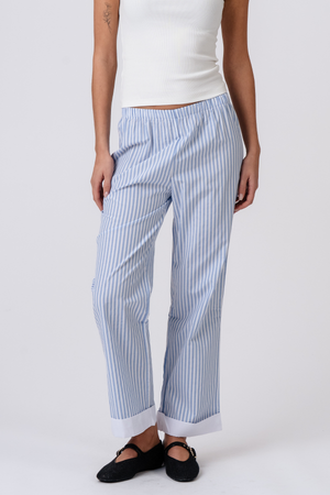 Layla gestreepte Pants - lichtblauw