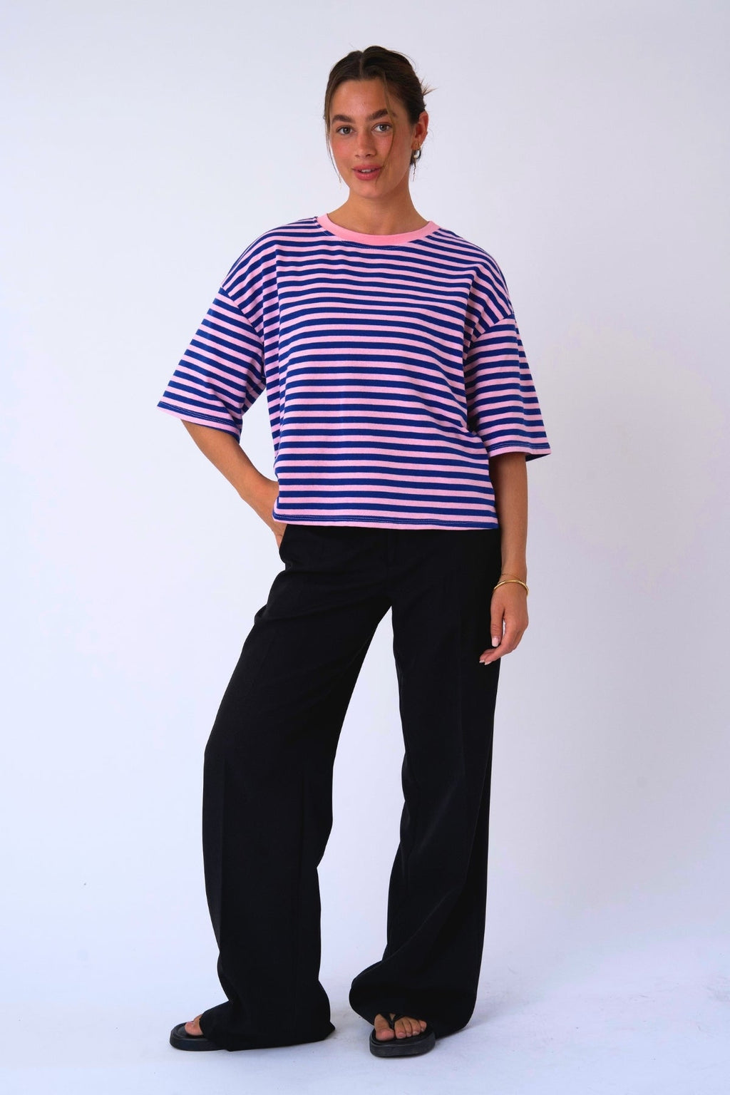 Zoe T-shirt - Blauw/Lichtroze