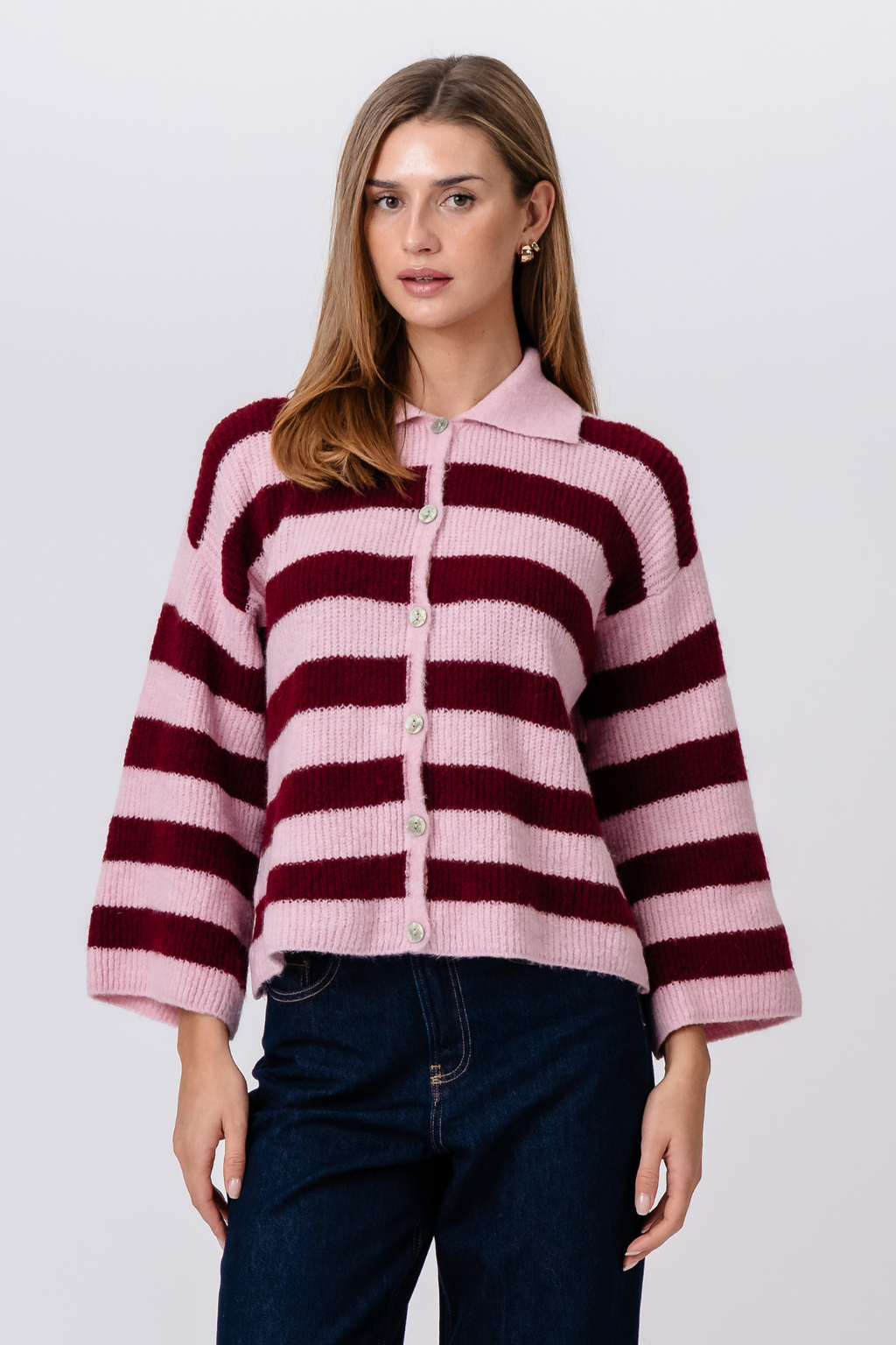 Josie Polo Gebreid - Roze/Bordeaux