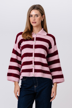 Josie Polo Gebreid - Roze/Bordeaux