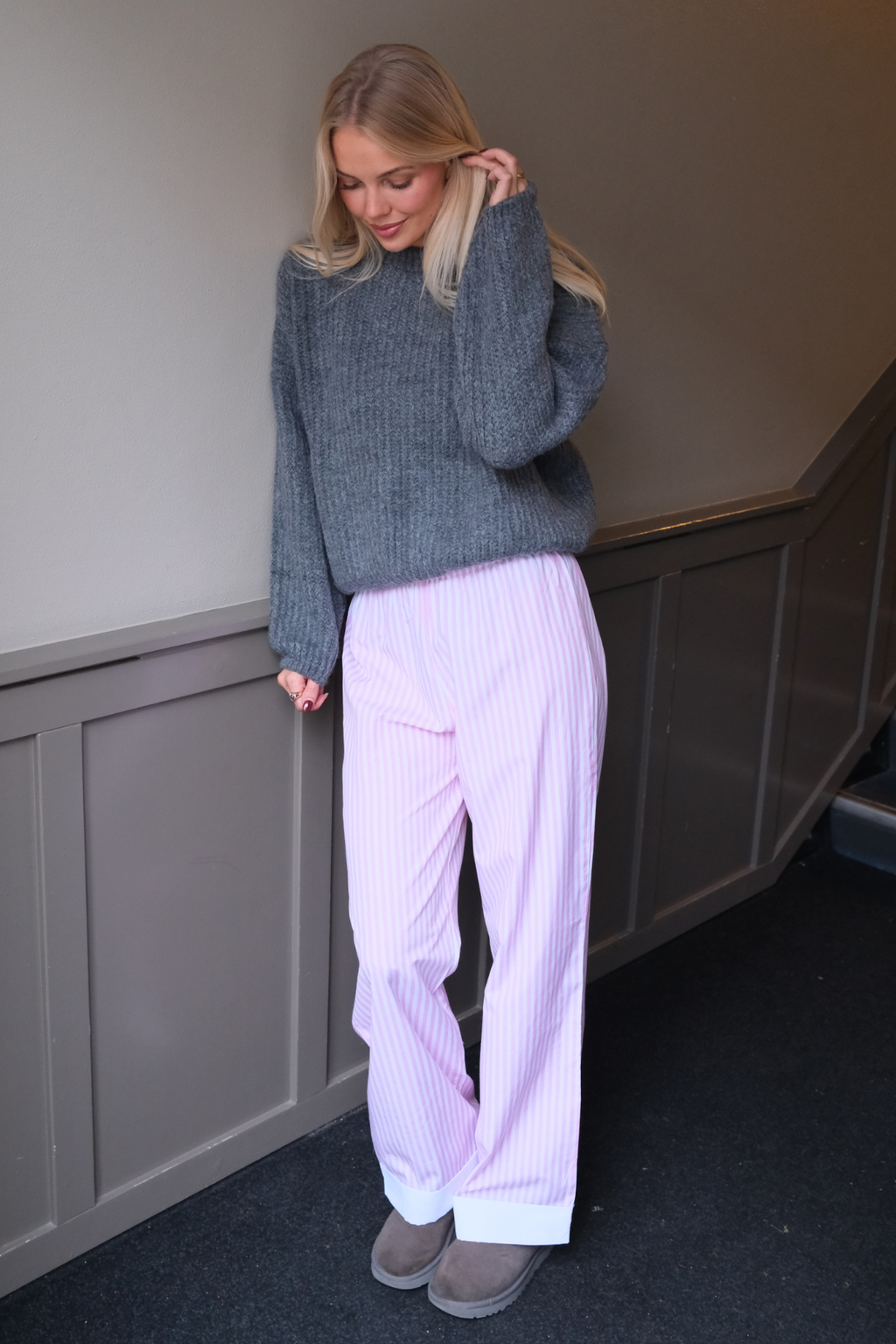 Layla gestreepte Pants - Roze