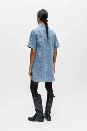 Claudia korte denimjurk - lichtblauw denim