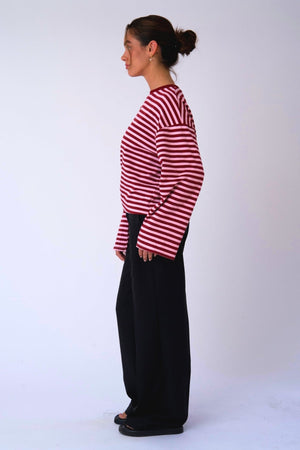 Cleo Blouse - Burgundy/Pink