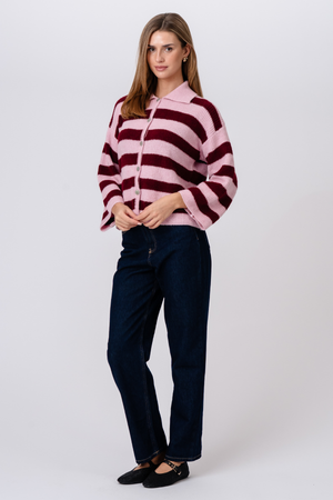 Josie Polo Gebreid - Roze/Bordeaux