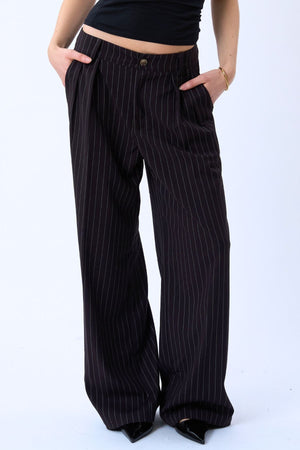 Paloma krijtstreep Pants - Donkerbruin