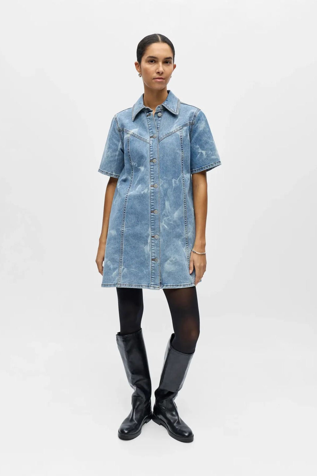 Claudia korte denimjurk - lichtblauw denim