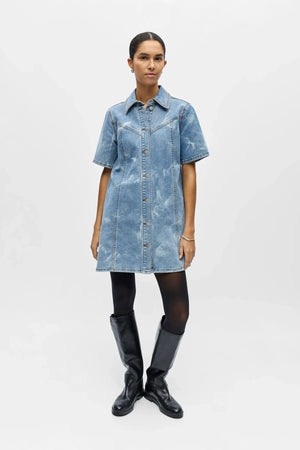 Claudia korte denimjurk - lichtblauw denim