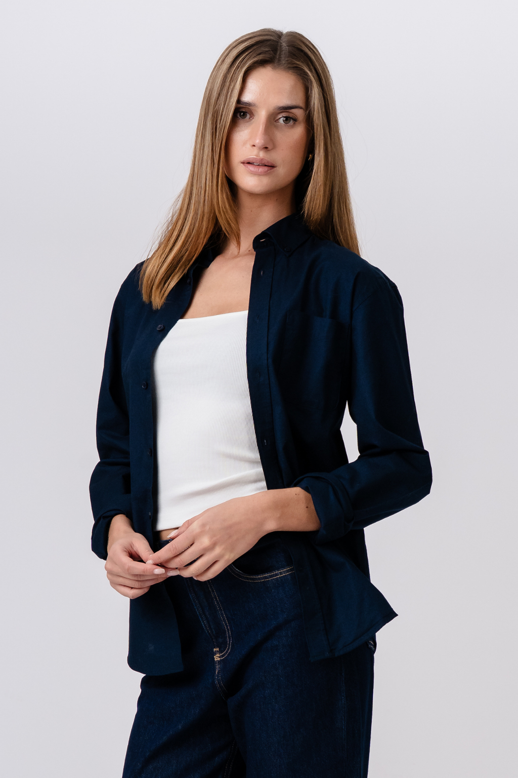 Boyfriend Oxford-overhemd - Marine