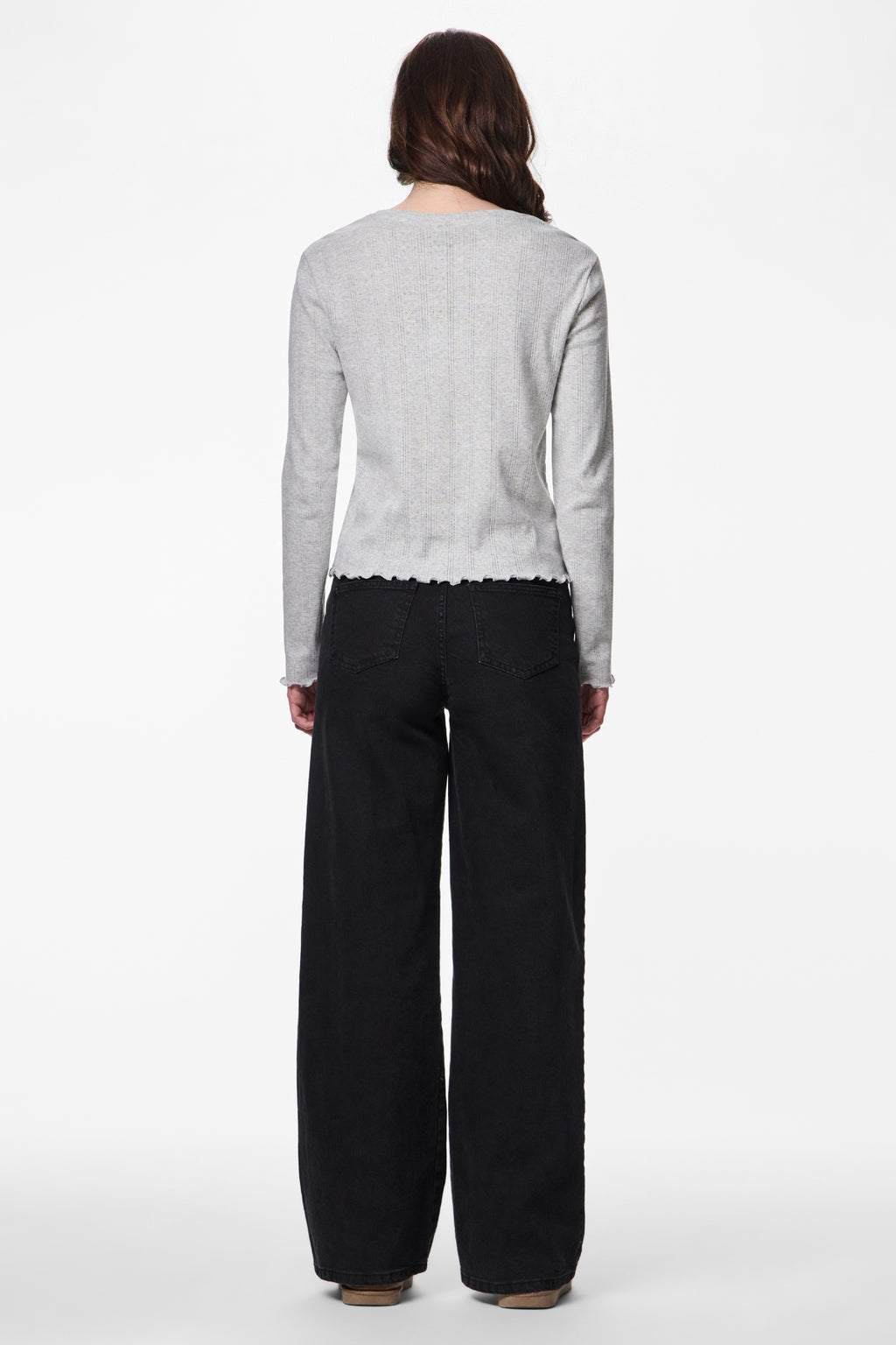 Marie O-hals top - lichtgrijs gemêleerd