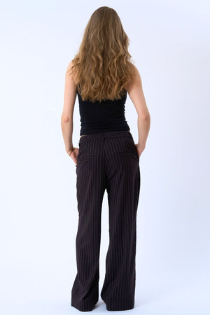 Paloma krijtstreep Pants - Donkerbruin