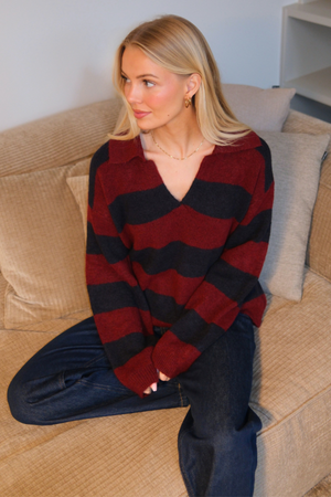 Nora Knit - Bordeaux/diepblauw