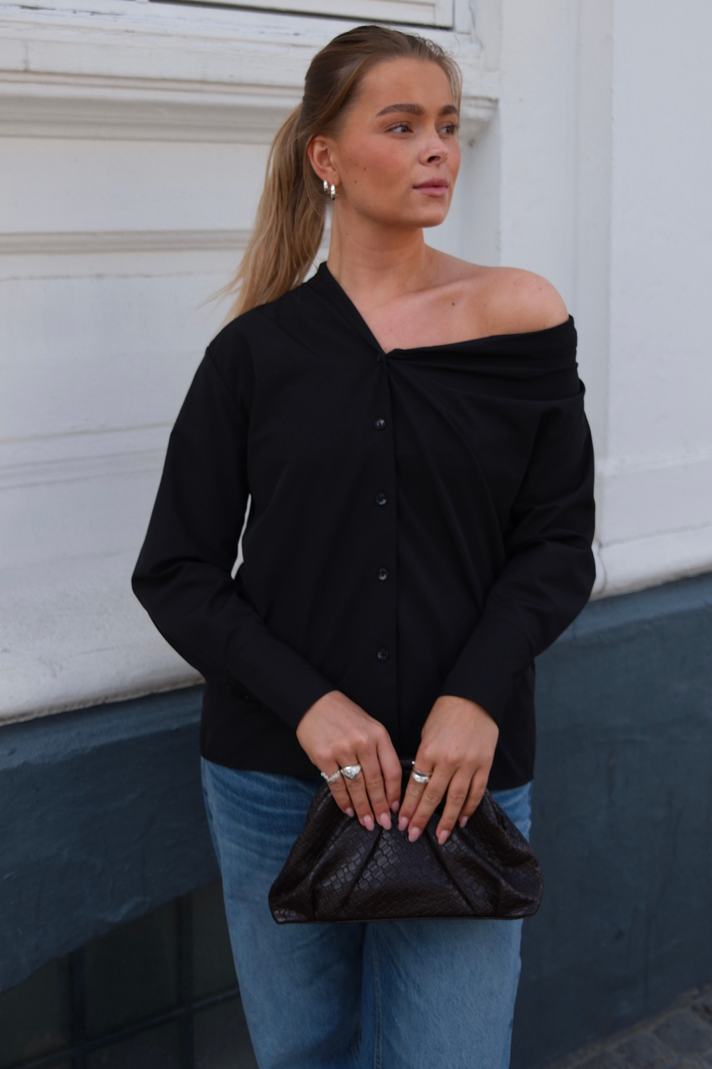 Serena Oversized Shirt - zwart