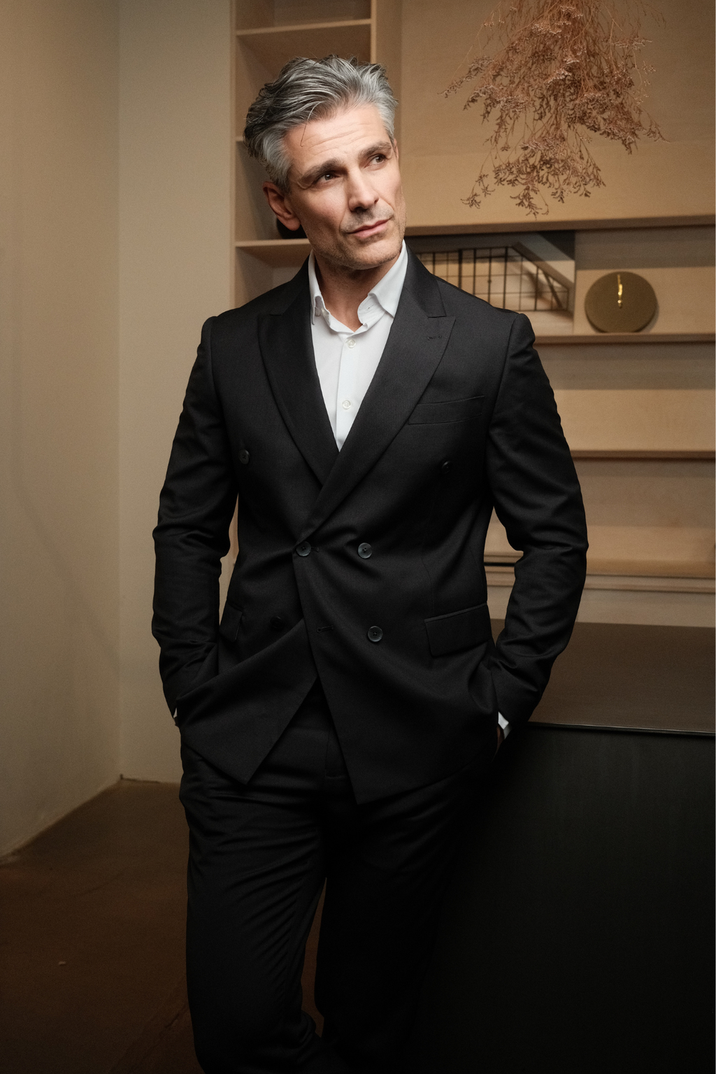 Premium Blazer met dubbele rijsten - Zwart