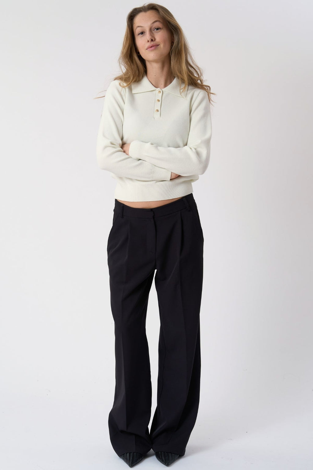 Poloshirt met lange mouwen - Ecru