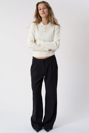 Poloshirt met lange mouwen - Ecru