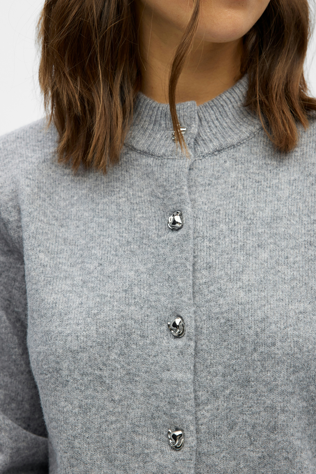Zari Knit Cardigan - Medium Gray Melange