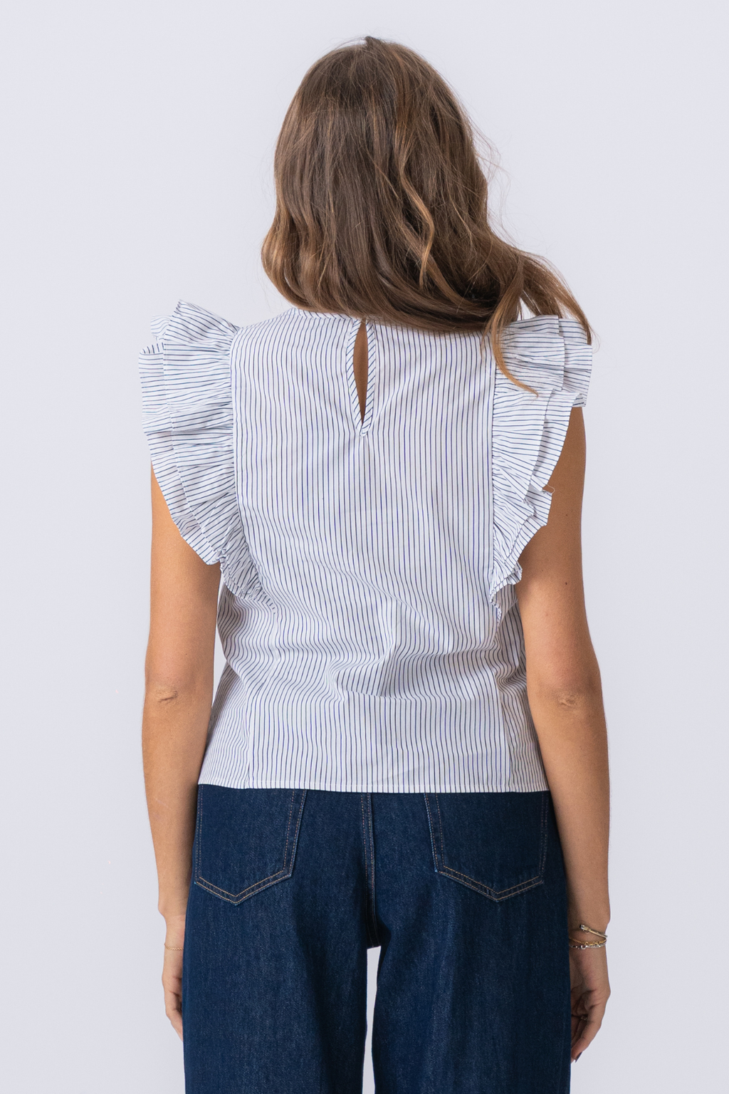 Aila Top - Sneeuwwit / zwart