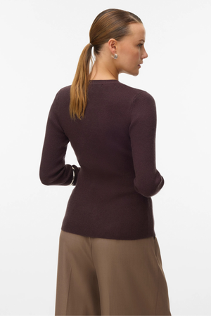 Ukino o -neck gebreide vest - chocoladeplum