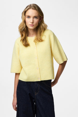 Silly gebreid vest met O-hals - Pale Banana Melange