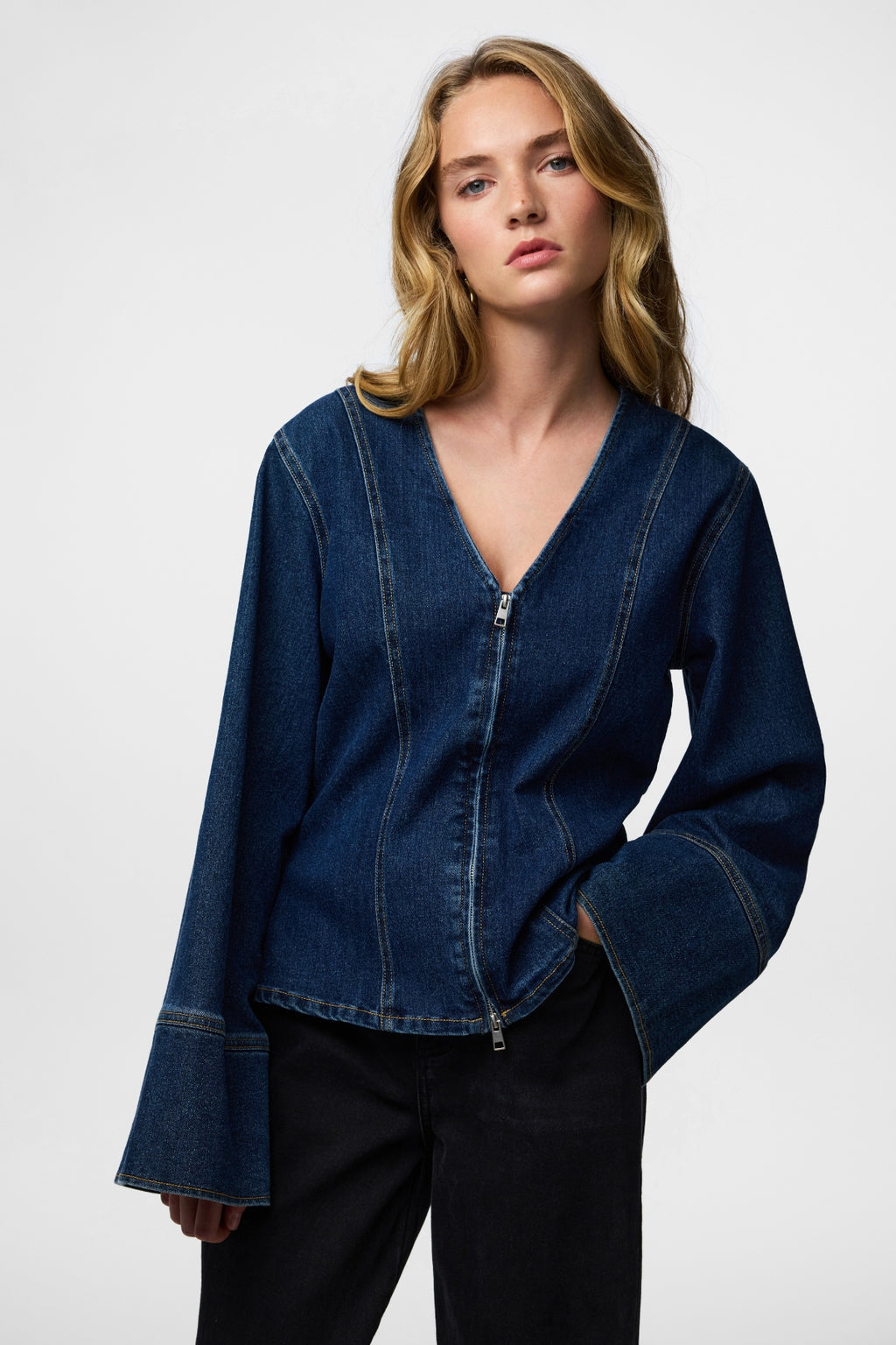 Flora denim overhemd - donkerblauw denim