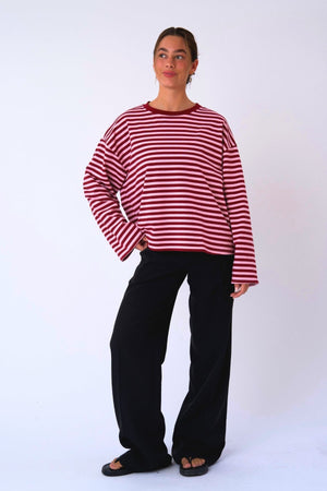 Cleo Blouse - Burgundy/Pink